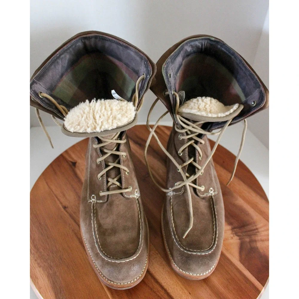 UGG Australia Lace Up Boots Mens 10 Brown Suede Moc Toe Fold Over 1001908